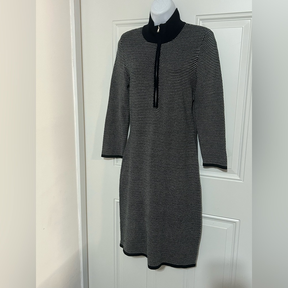 Lauren Ralph Lauren Black and White Knit Midi Dress